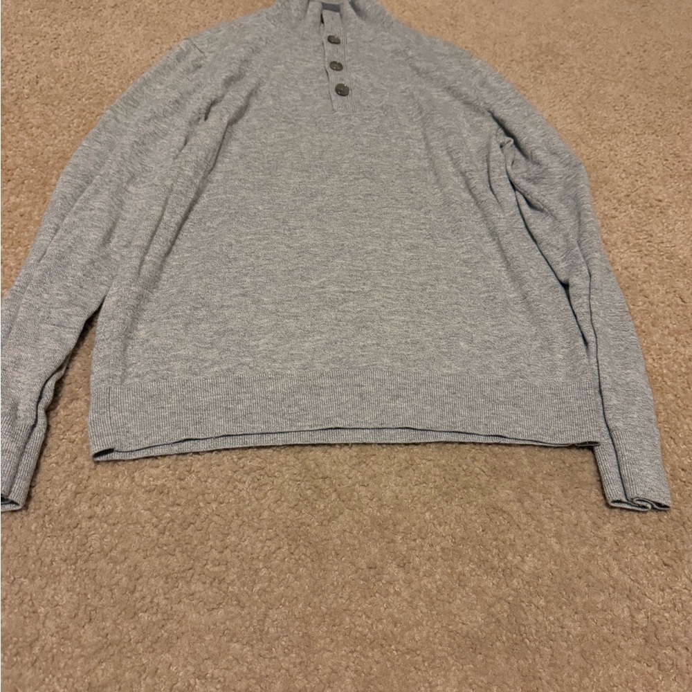 Express Men's Gray Buttoned Turtleneck Sweater